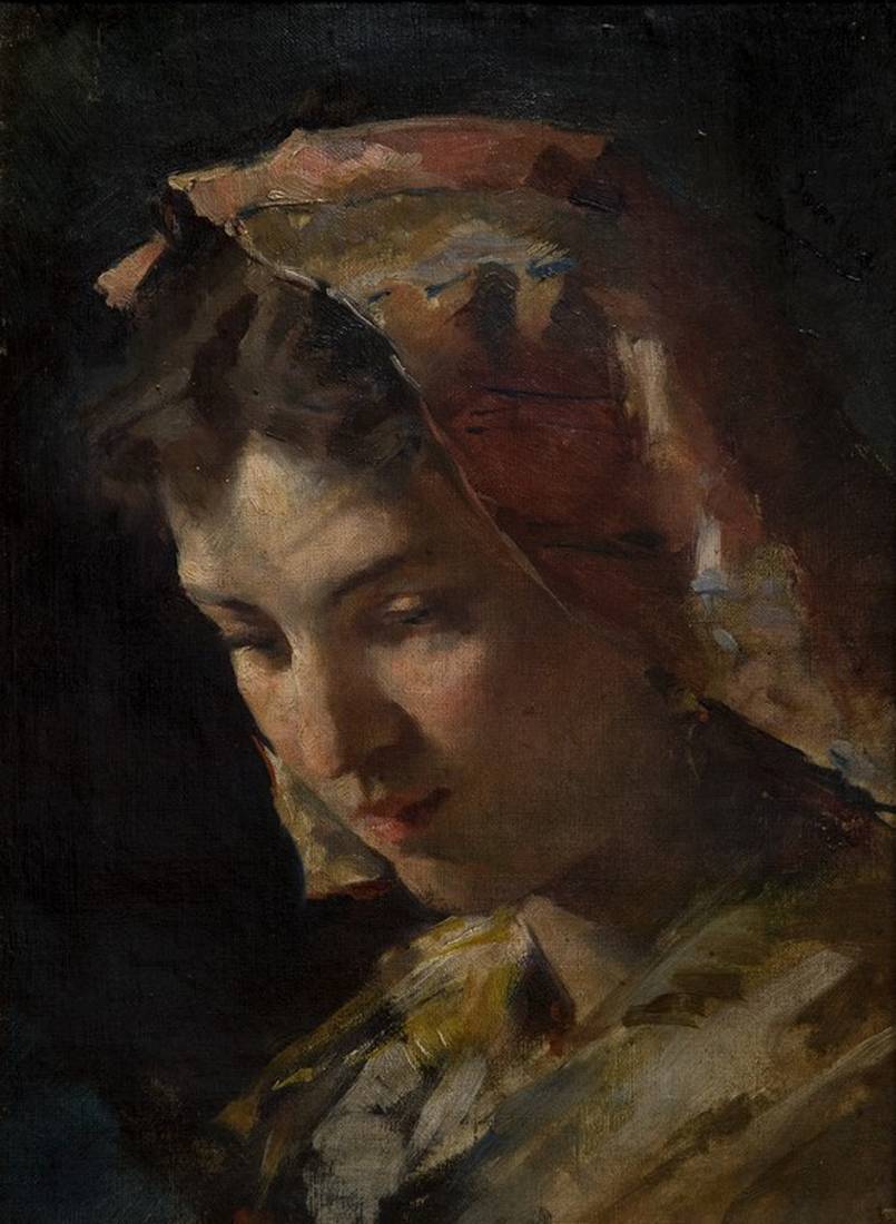 Cabeza de mujer. Joaquin Sorolla y Bastida (1863-1923). Óleo sobre tela.  30 x 40 cm. Nº inv. 1525.