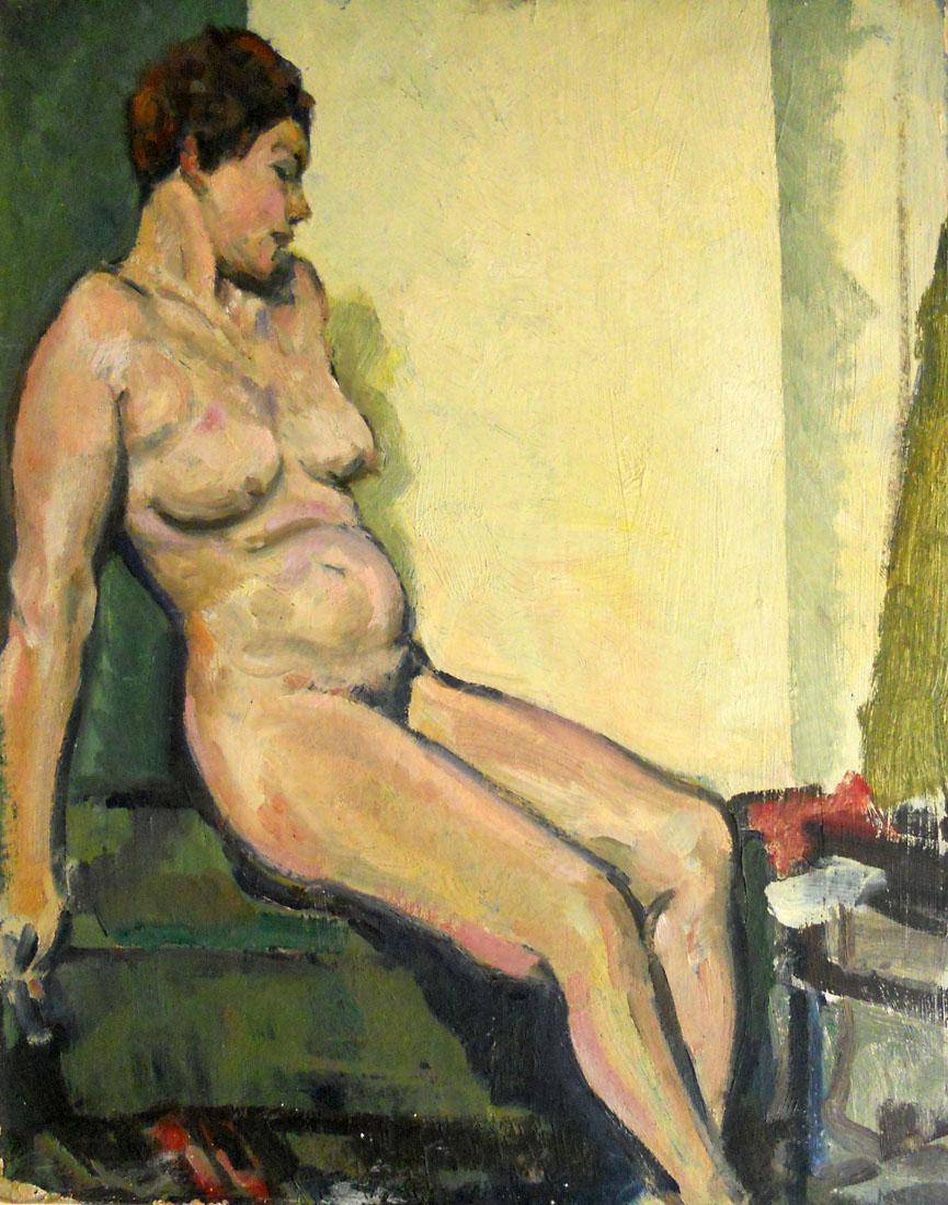 Desnudo. Nicolás Urta (1897-1959). Óleo sobre cartón.  49,5 x 39,5 cm. Nº inv. 3061.