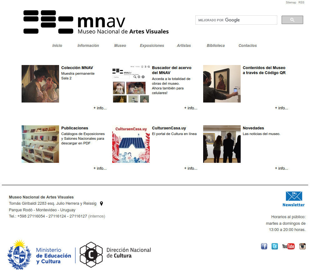 Diseño 2010-2022. Dirección: Enrique Aguerre - Historia de nuestra web - Museo Nacional de Artes Visuales
